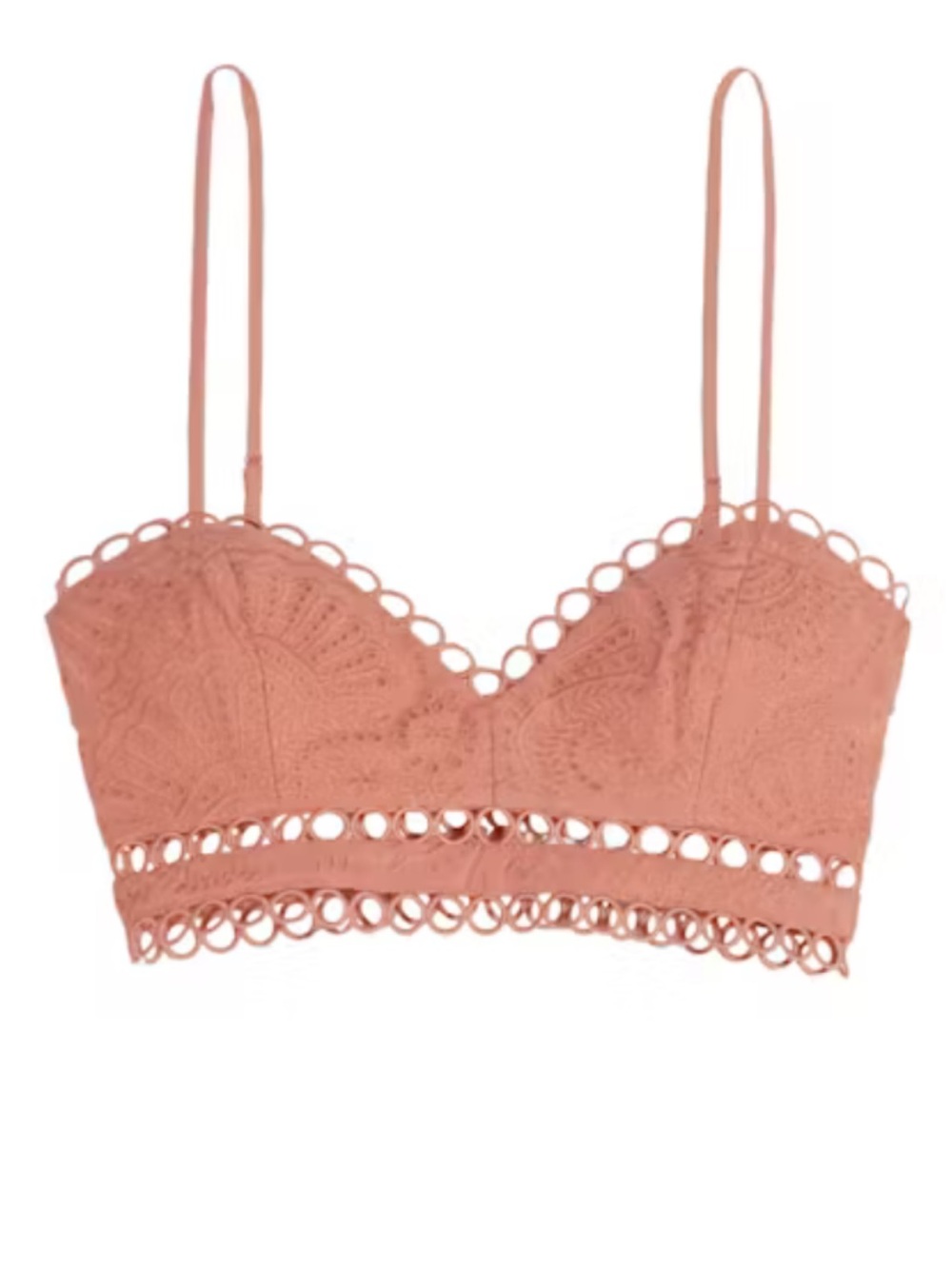 Zimmermann Jasper Fan Crop Top Eyelet Bralette in Nude Size 1 US 6 Small